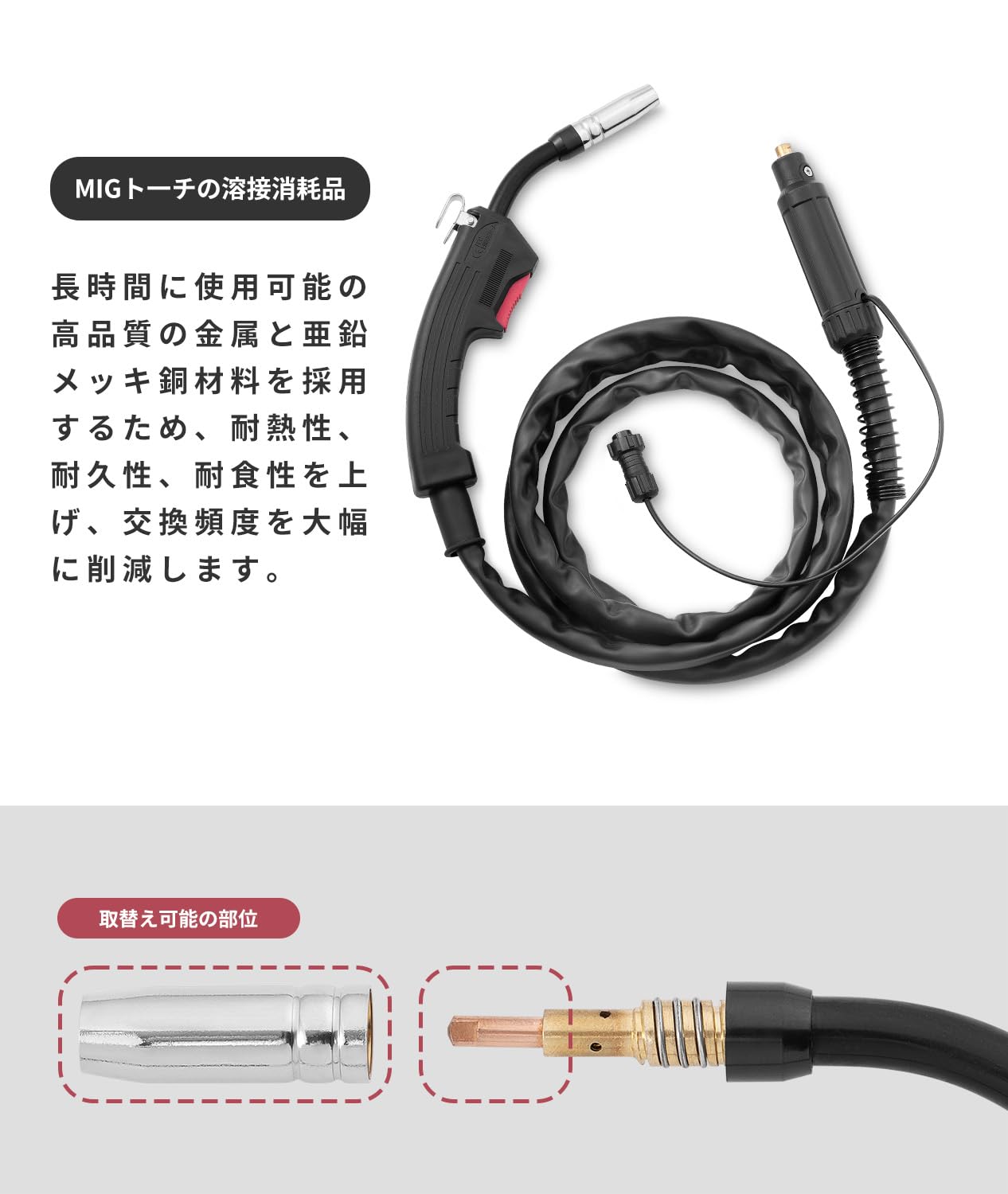 半自動溶接機 予備のチップ 替えのワイヤー付き