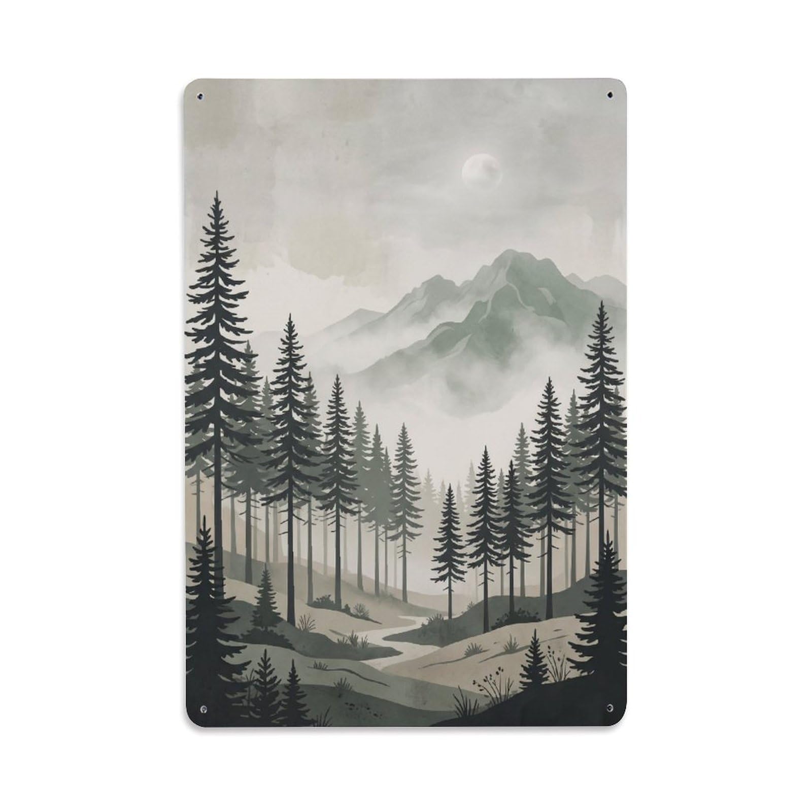 Nordic Forest Living Nature Vintage Metal Tin Sign Plaque Wall Decor for Cafe, Club, Garden Metal Poster 8x12Inch