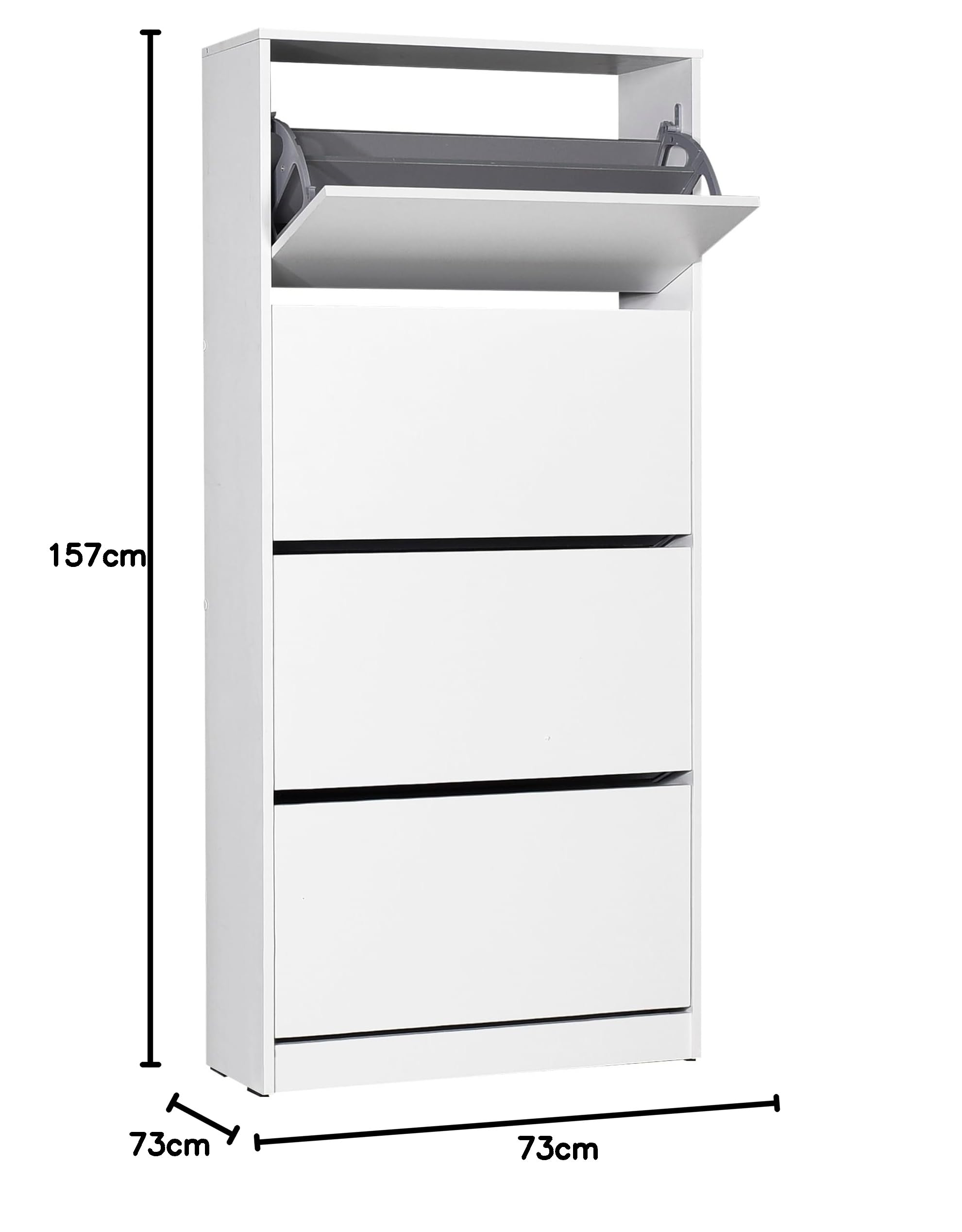 Buyqualia Zapatero Moderno de 4 Cajones, 169x56x34 cm, Capacidad 19+ Pares, Color Blanco, Montaje en Suelo