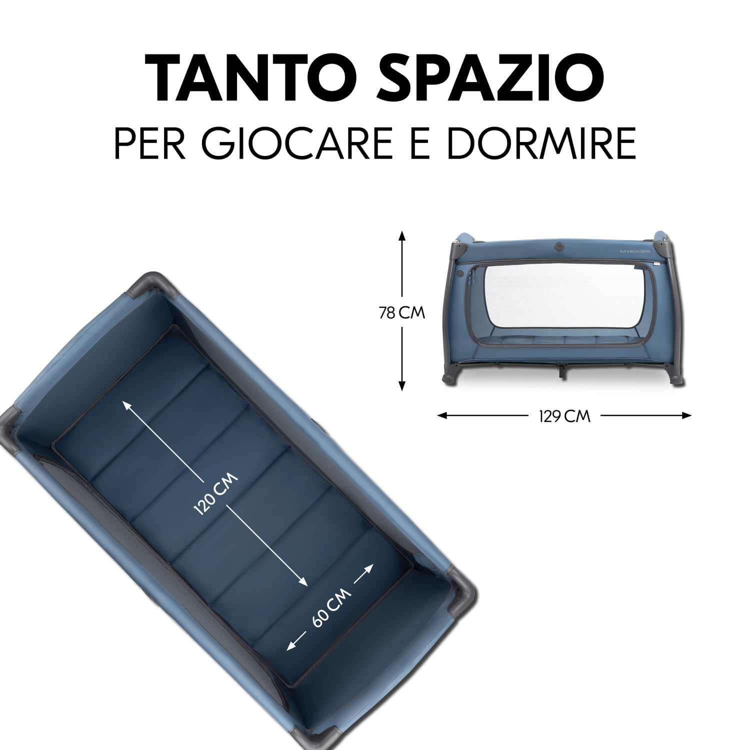 hauck Lettino Da Viaggio Play N Relax Center - Culla Neonato Da 0 Mesi Fino a 15 Kg - Box Bambini con Fasciatoio, Borsa e Apertura XL, Letto Pieghevole - Blu scuro