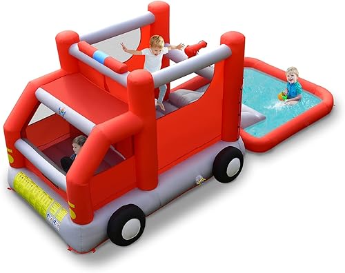 Casa inflable de rebote para niños al aire libre, camión de bomberos para niños, parque acuático, casa de juegos animada para niños saltando al aire disponible en Yaxa Colombia