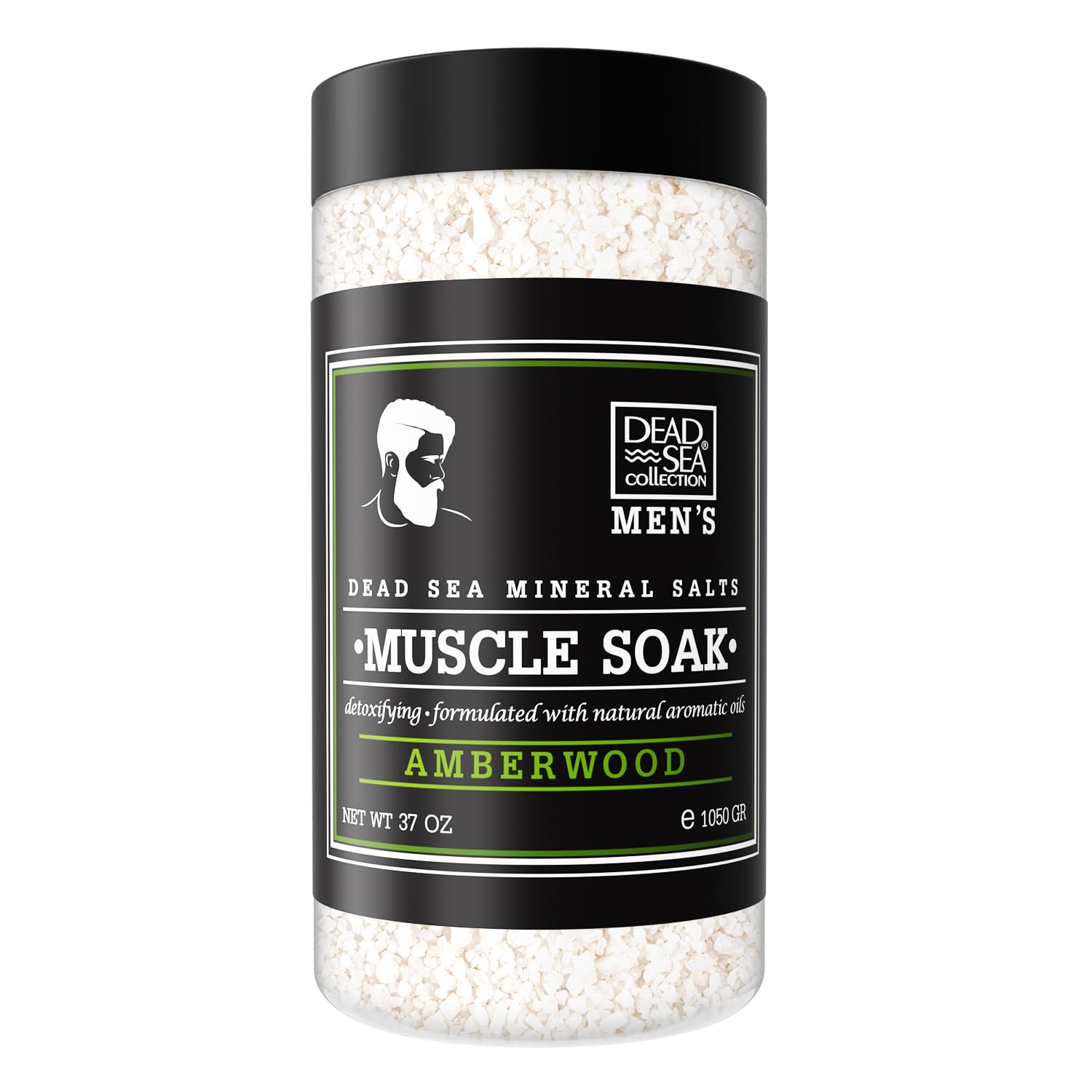 Dead Sea Collection Bath Salts for Men with Amberwood Oil – Muscle Recovery Bath Soak – Mens Pure Dead Sea Salt for Soothing and Relaxing – 37 Oz