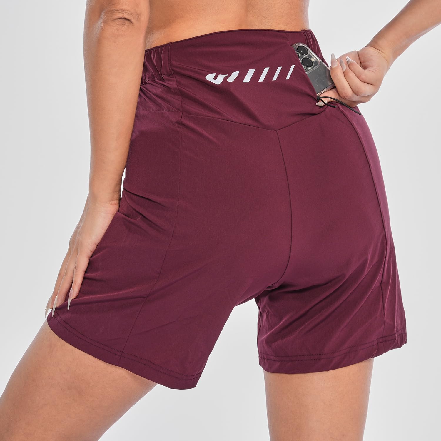 Wulibike Pantaloni da ciclismo da donna, 2 in 1, imbottiti, per mountain bike, da donna, con imbottitura, per equitazione, ciclismo, ciclismo, con chiusura lampo