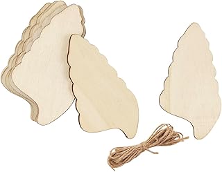 30 Pack 4 Inch Wood Conch Shell Crafts Unfinished Wood Conch Shell Cutouts Wooden Conch Shell Hanging Ornaments DIY Conch Shell Craft Gift Tags for Home Party Decoration Craft Project