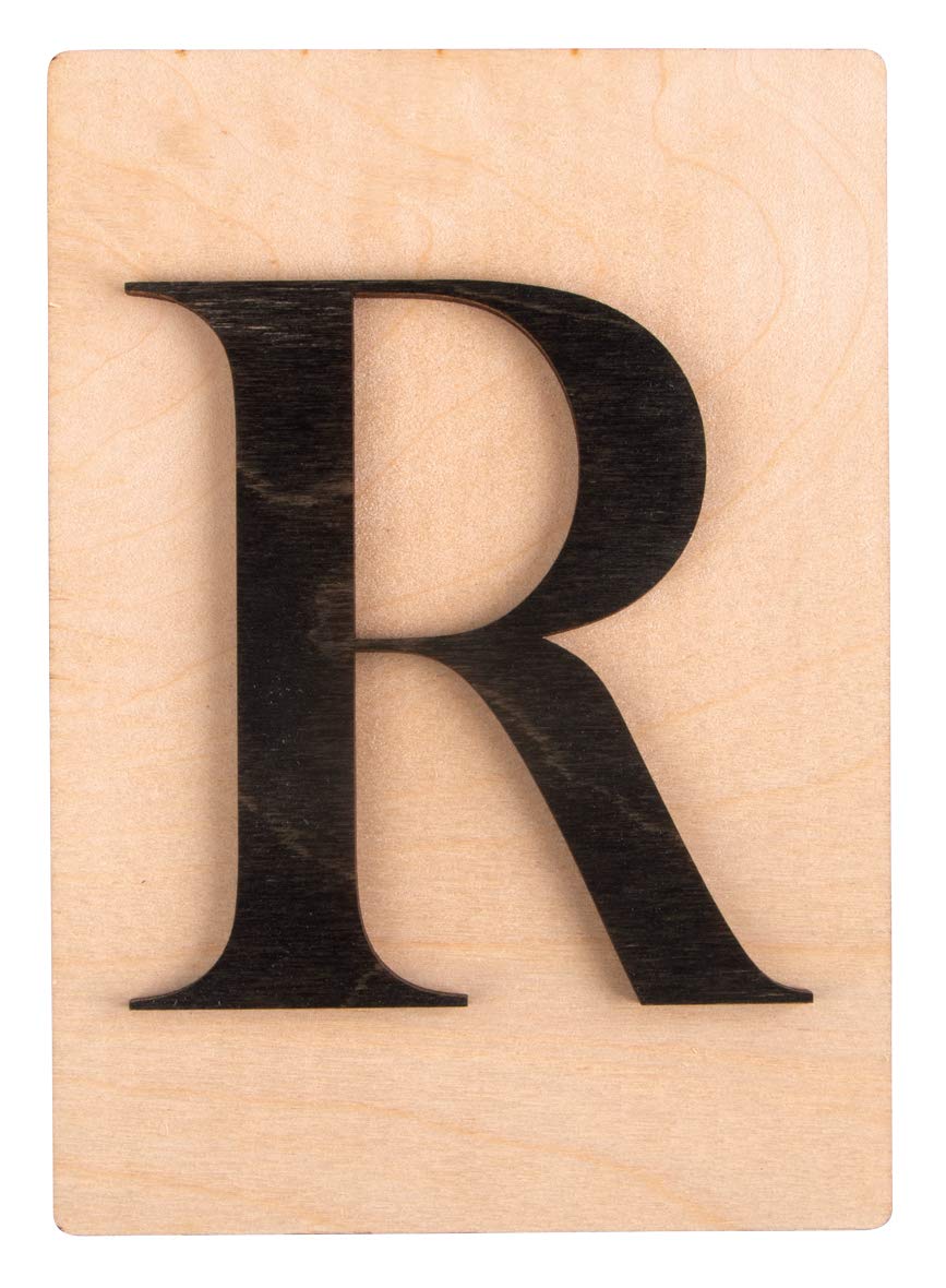 Rayher 63109576 Large Wooden Letter Tile for DIY Wall Art, Letter R for Names, Words, Crafts and Wall Decoration, 10.5 x 14.8 cm