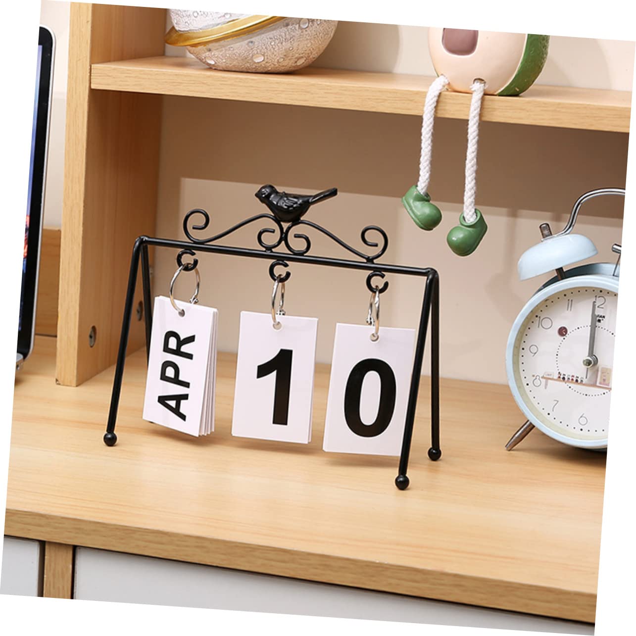 SEWACC 4 Piezas adorno de calendario los de oficina ornamento calendario de escritorio office calendarios de mesa calendario perpetuo decoración del hogar hierro Black