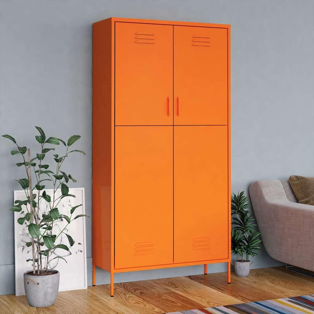 vidaXL Kleiderschrank Garderobenschrank Dielenschrank Schlafzimmerschrank Stahlschrank Lagerschrank Mehrzweckschrank Schrank Orange 90x50x180cm Stahl