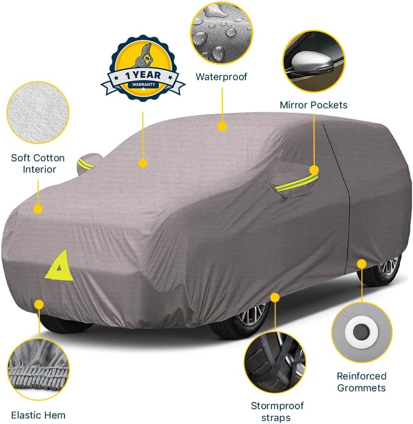 Seal Skin Covers Waterproof Wagon Car Cover, All-Weather UV, Rain & Snow Protection, Windproof, Breathable Fabric, Lock System, Universal Fit (Up to 143" L)