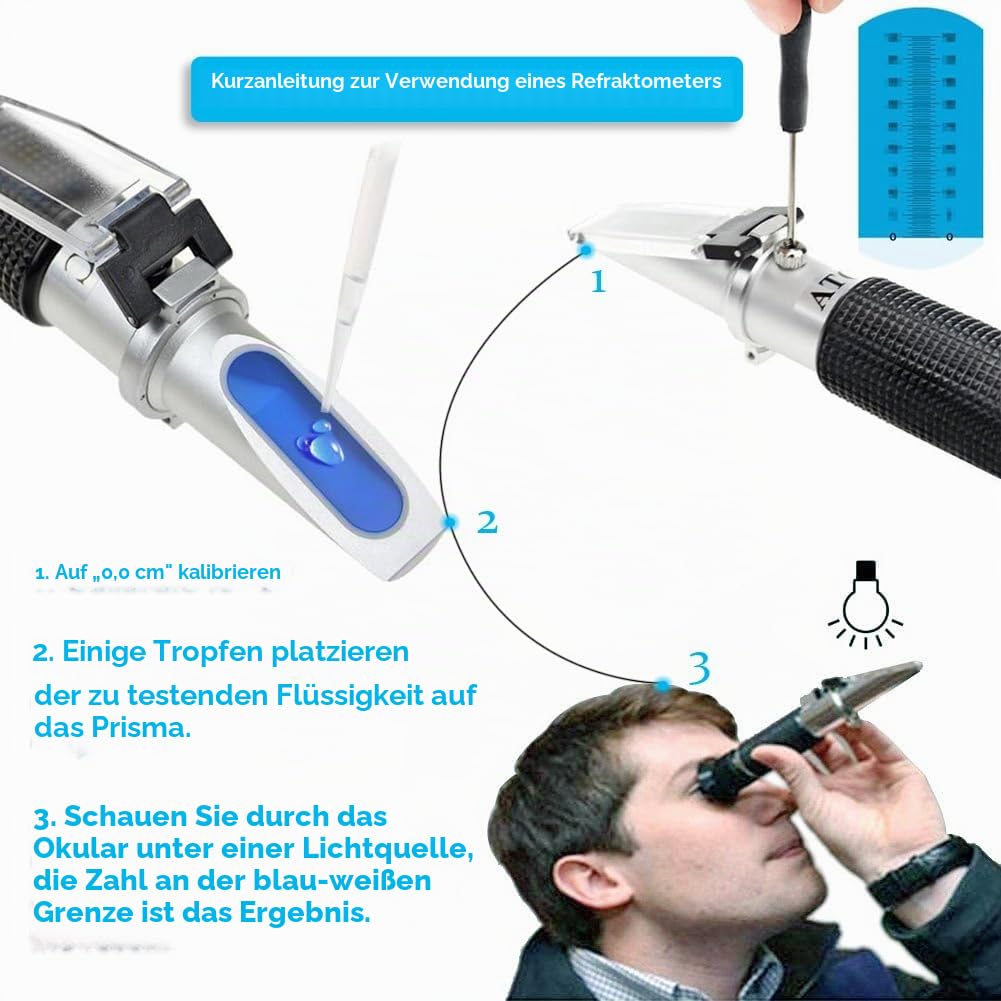 Agriculture Solutions Refraktometer für Meerwasser- und Meerwasser-Aquarien, 0-100 PPT mit automatischer Temperaturausgleich
