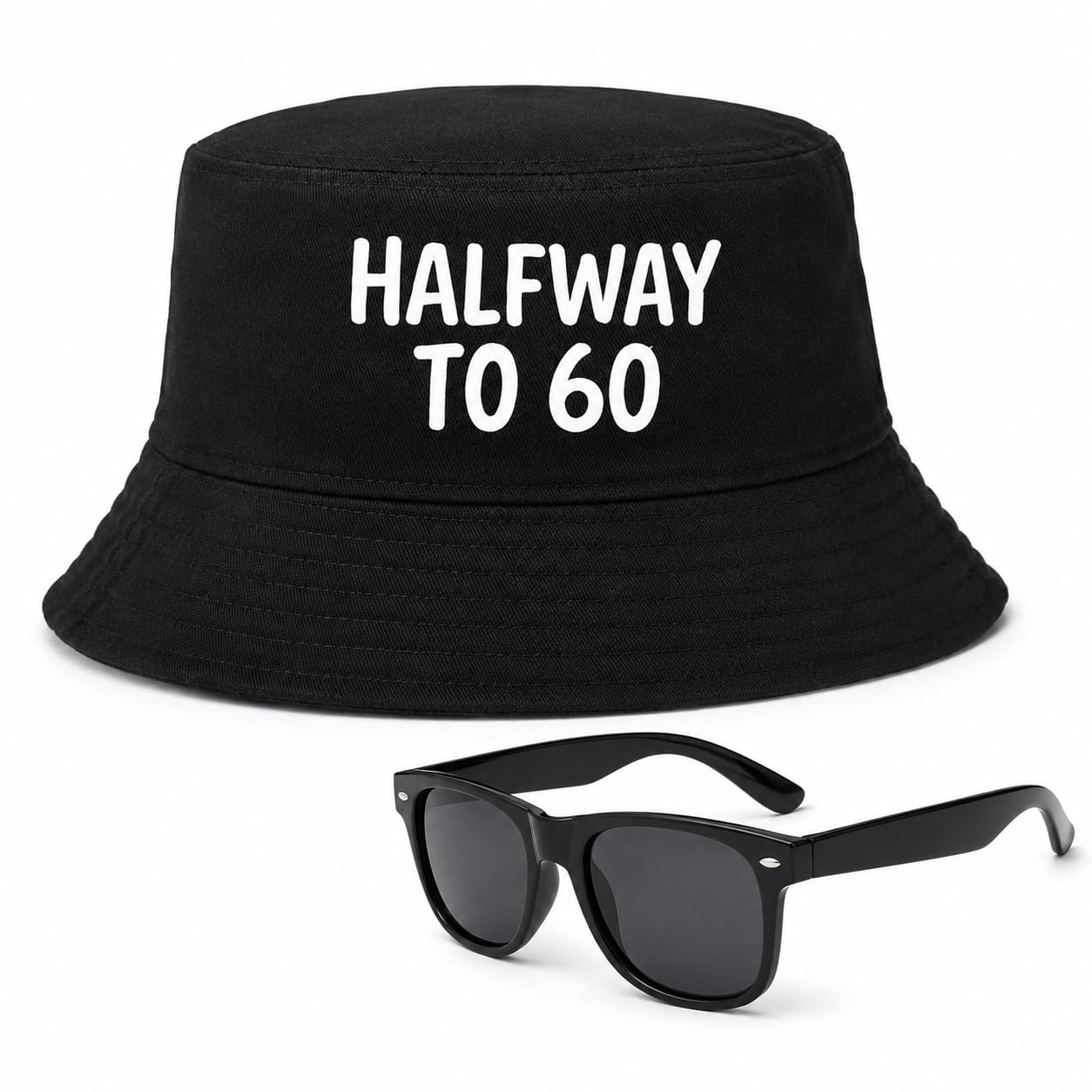 SJAUBKJOG 30th Birthday Gifts For Men Halfway To 60 Bucket Hat With Sunglasses 1996 Birthday Gifts For Men Novelty Party Outfit Accessories Humorous Keepsake Celebration