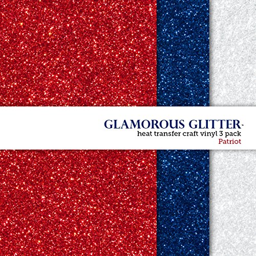 Glamorous Glitter Heat-Transfer Vinyl Multi-Pack 3 Sheets Red, White & Blue 10