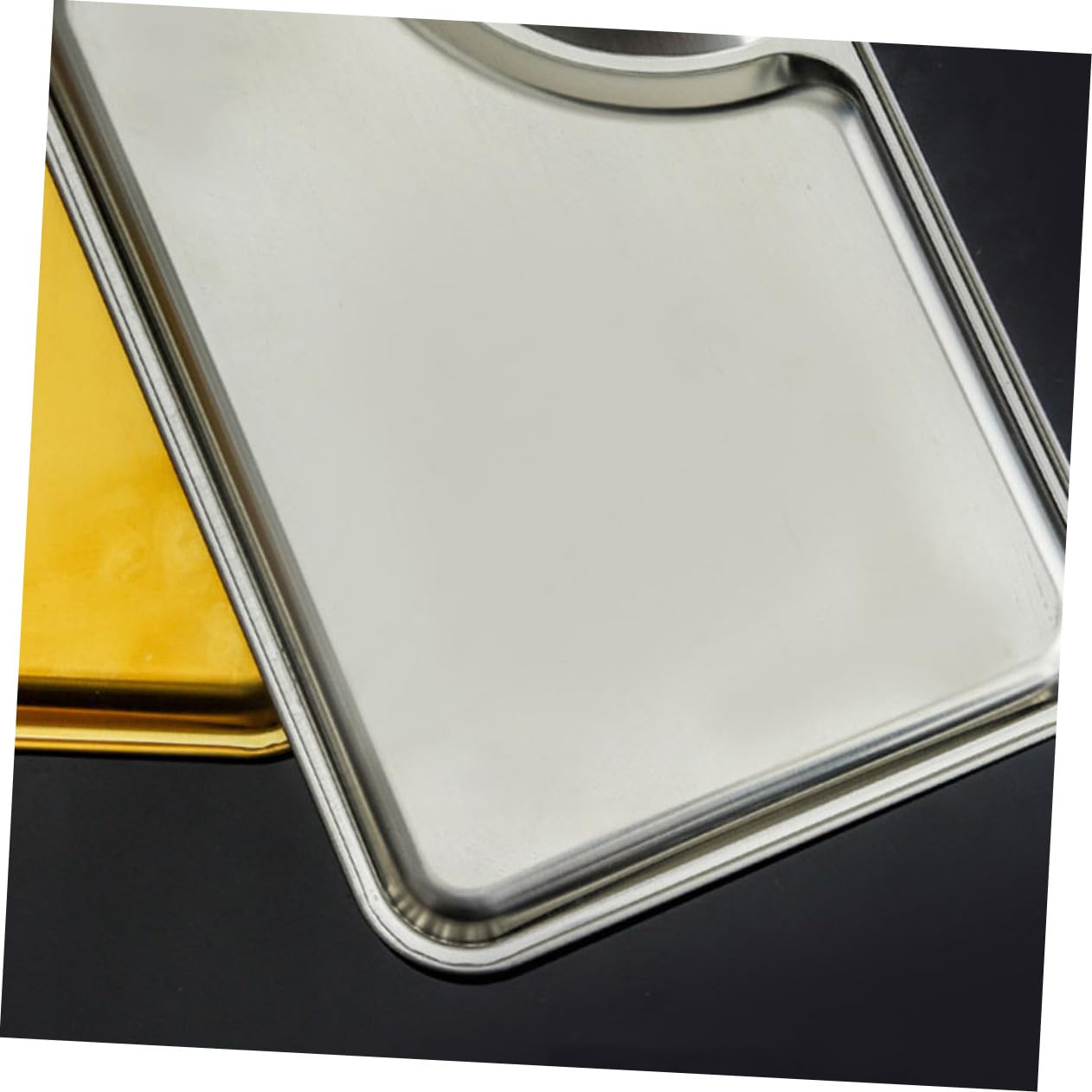 Unomor 2pcs French Fries Chicken Plate Japanese Plate Dip Tray Plates for Household Chips Plate Chips and Salsa Dish Kitchen Accessory Divided Plates Silver Stainless Steel