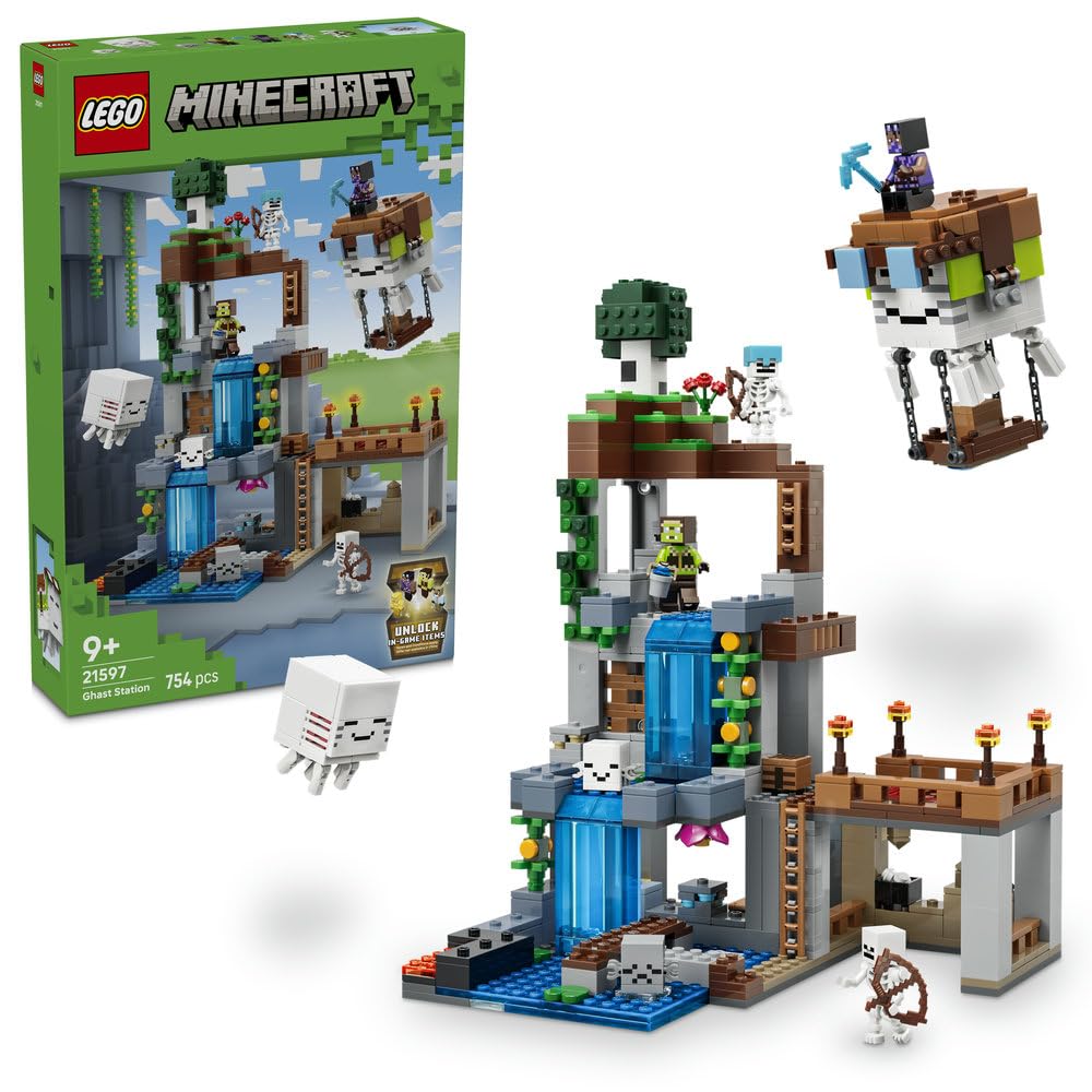 LEGO Minecraft Stacja Ghasta 21597 | budowla Minecraft, zestaw z mobami, prezent dla fana Minecrafta 9+, 754 elementy