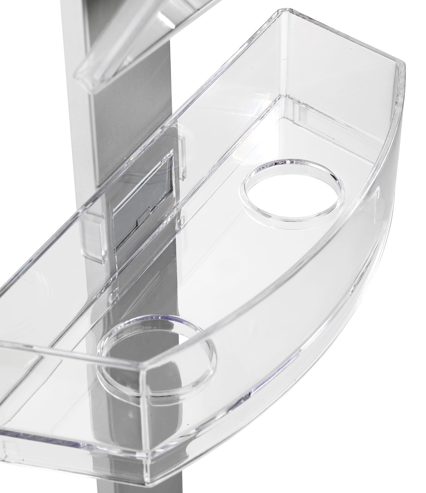 WENKO Duschcaddy Premium, Duschregal mit Antibeschlagspiegel, 2 Ablagen & Edelstahlhaken, einfaches Aufhängen an der Duschwand, Befestigung ohne bohren, aus Aluminium und Kunststoff, 25 x 71 x 10,5 cm