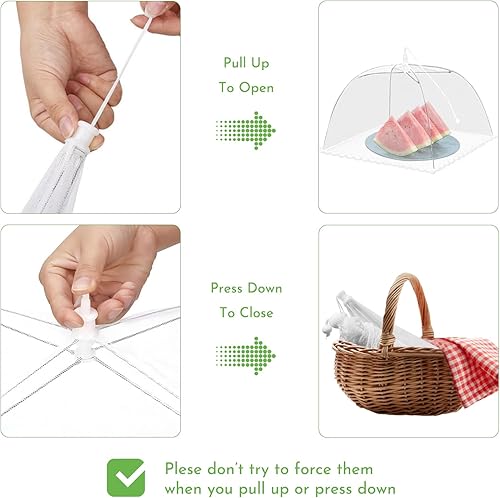 Miniatura 5 de Cubiertas de malla para alimentos para exteriores, 2 extra grandes de 40 x 24 pulgadas y 8 grandes de 17 x 17 pulgadas, cubierta de alimentos para