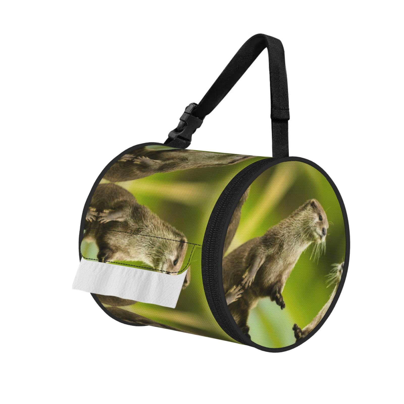 Clawed Otter Printed Hanging Tissue Organizer, Smooth Zipper Oxford Cloth Roll Holder for RV Bathroom Desk