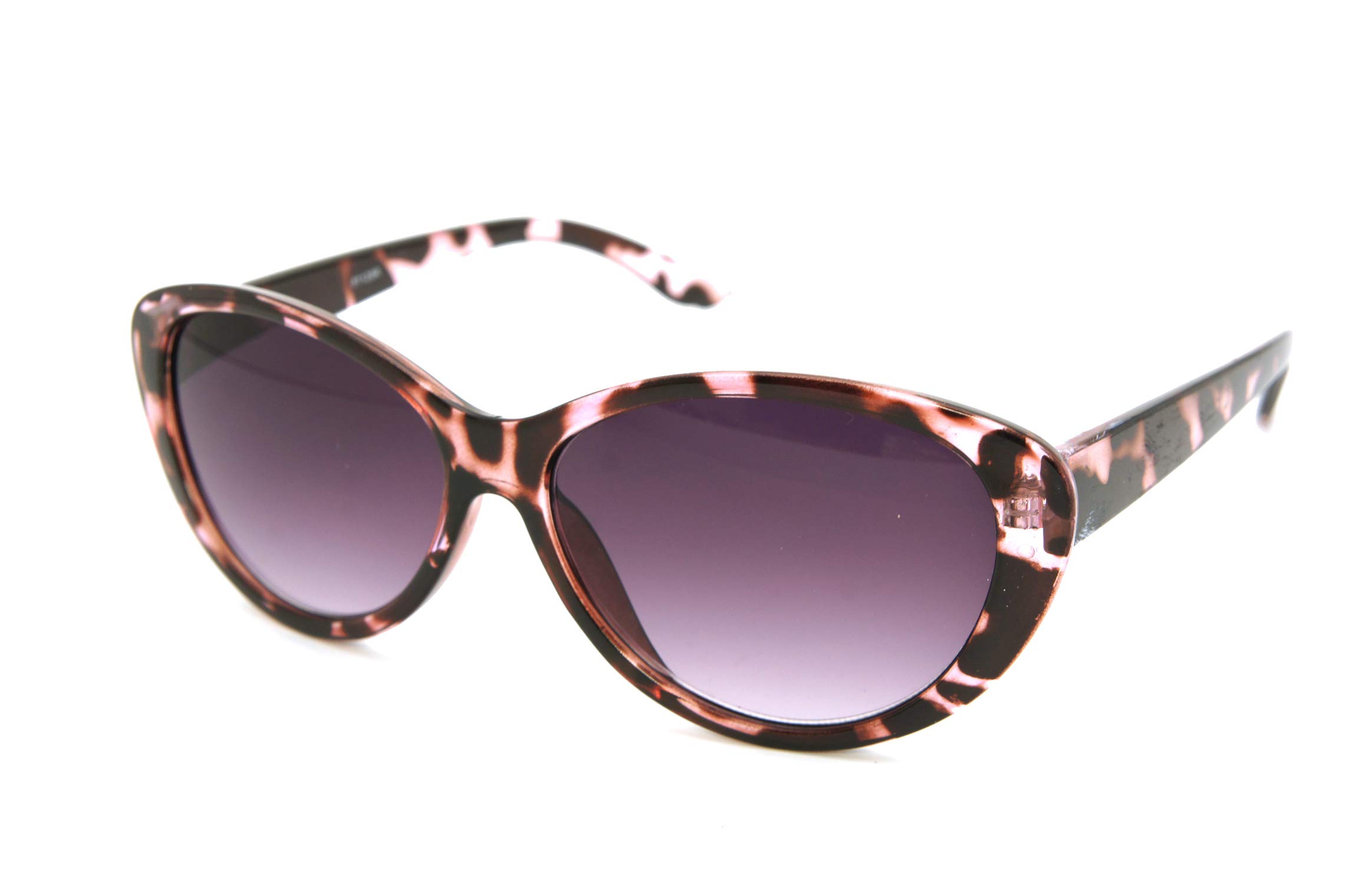 ColorViper Vintage Women CatEye Round Reading Sun Readers Oversized (CatEye shiny pink tortoise/Sun reader, 1.00)