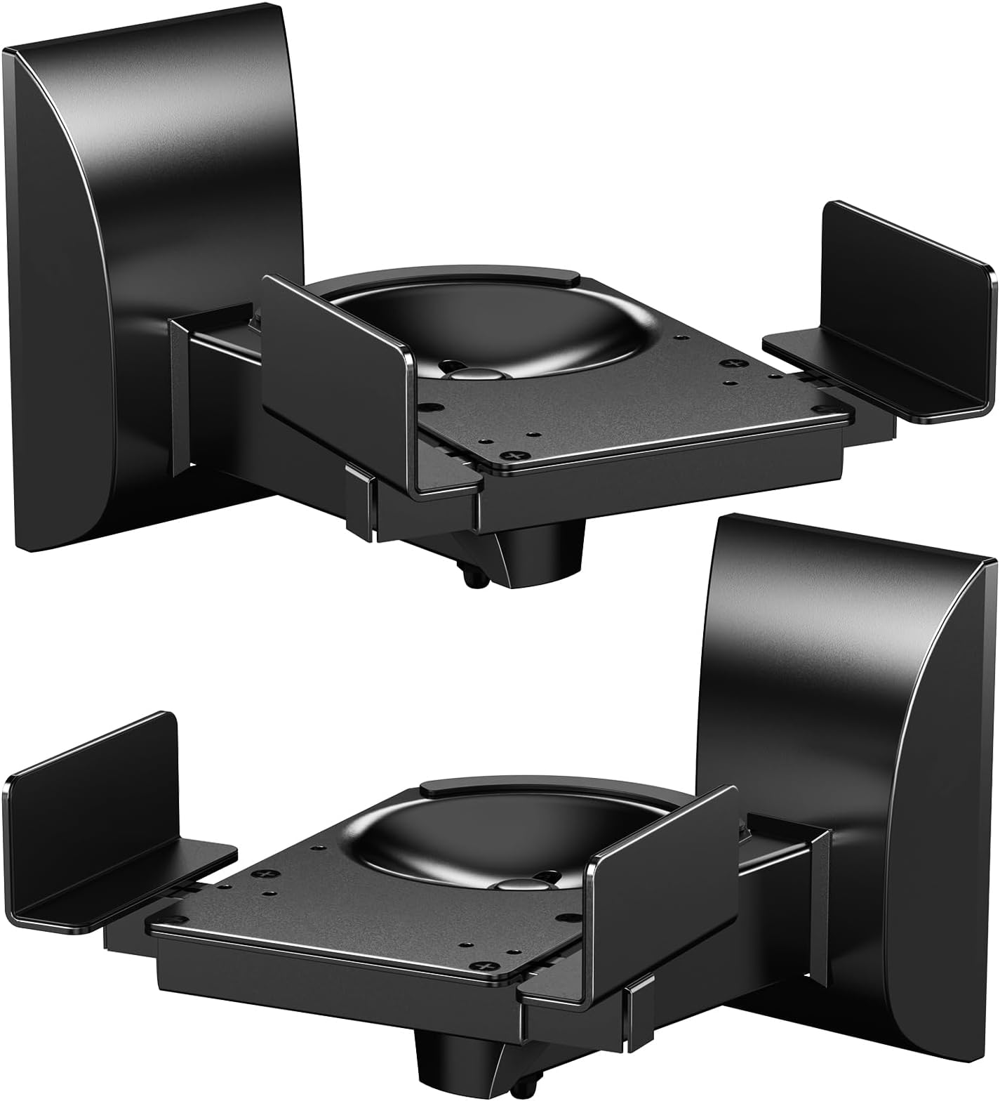 WALI Speaker Wall Mount, Dual Side Clamp Bookshelf Mount Bracket for Large Sound Speakers, 55 lb Capacity (SWM201), Black
