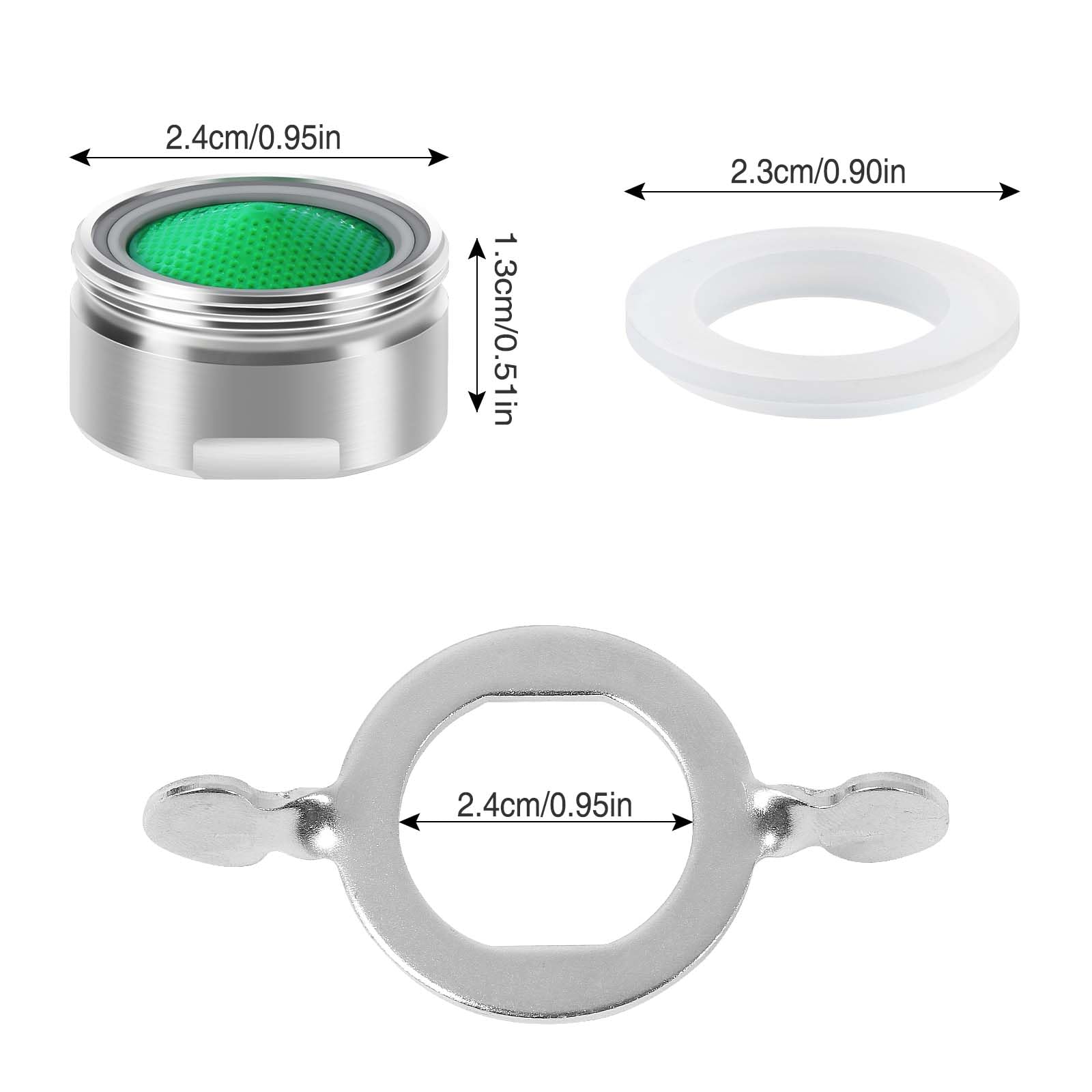 Vinabo 6 Pezzi Rompigetto Rubinetto Cucina Bagno,Filtri Rubinetti Lavandino Universale,Filtri Rubinetto,Aereatori Rubinetti M24 in Ottone Placcato in Cromo in Plastica ABS + 1pz Chiave