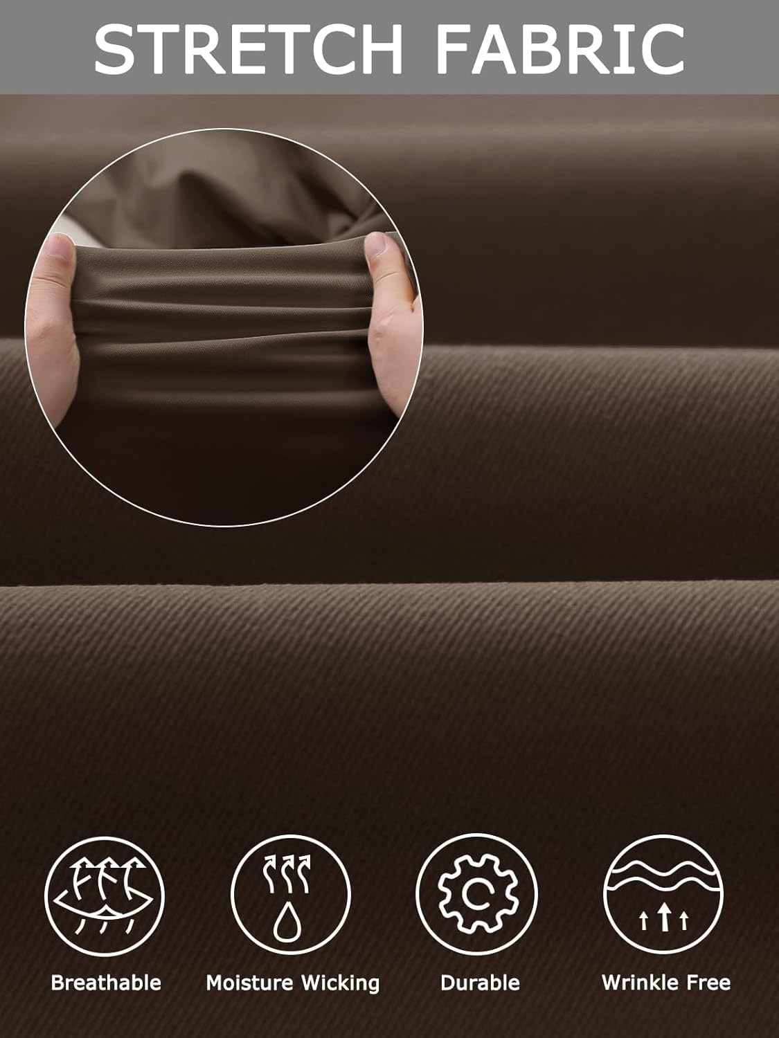 Plaid&Plain Men's Dress Pants Slim Fit Stretch Khaki Pants Wrinkle Free - Image 5