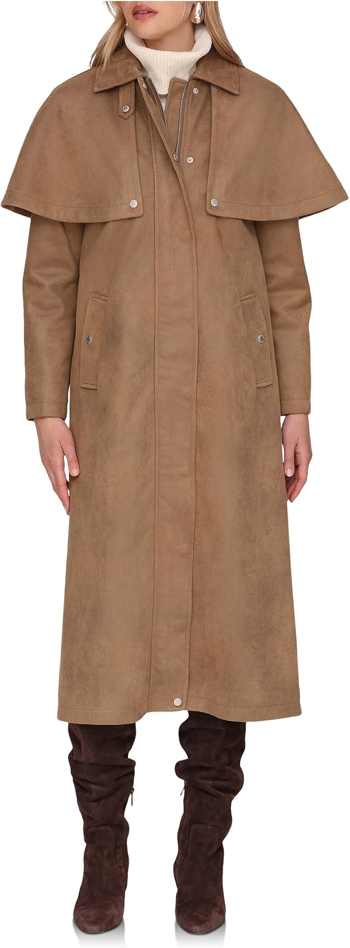 Женские Avec Les Filles Faux Suede Cape Trench Coat