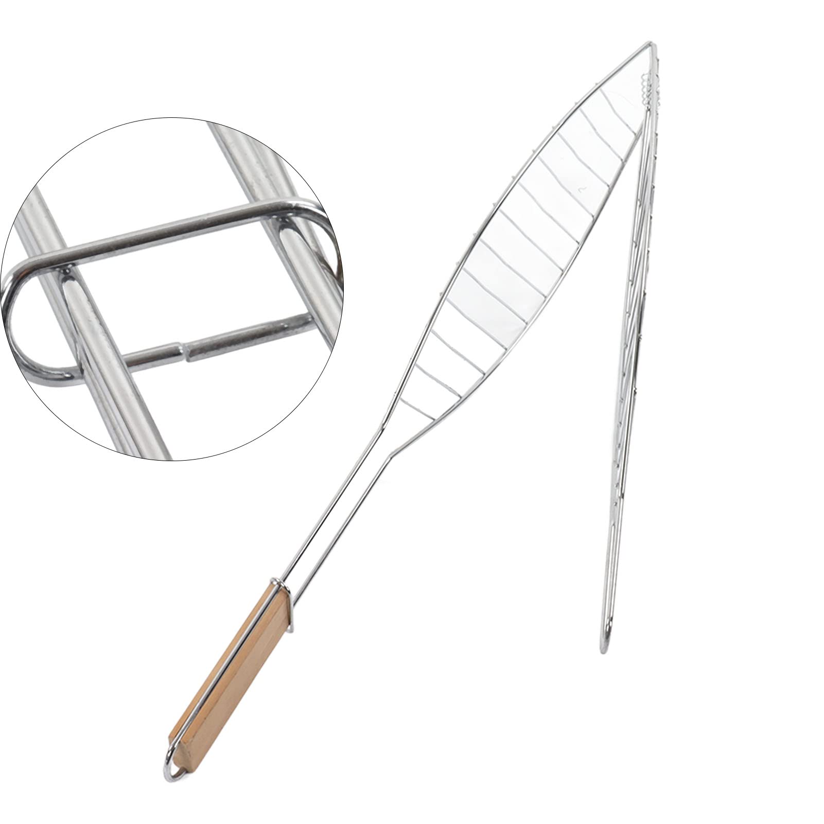 Cestello per Griglia, Compatto e Facile da Riporre, in Acciaio Inox, con Manico, per Grigliare Bistecche, Salsicce, Pollo, Costolette, Agnello, Mais, Patate, Pesce