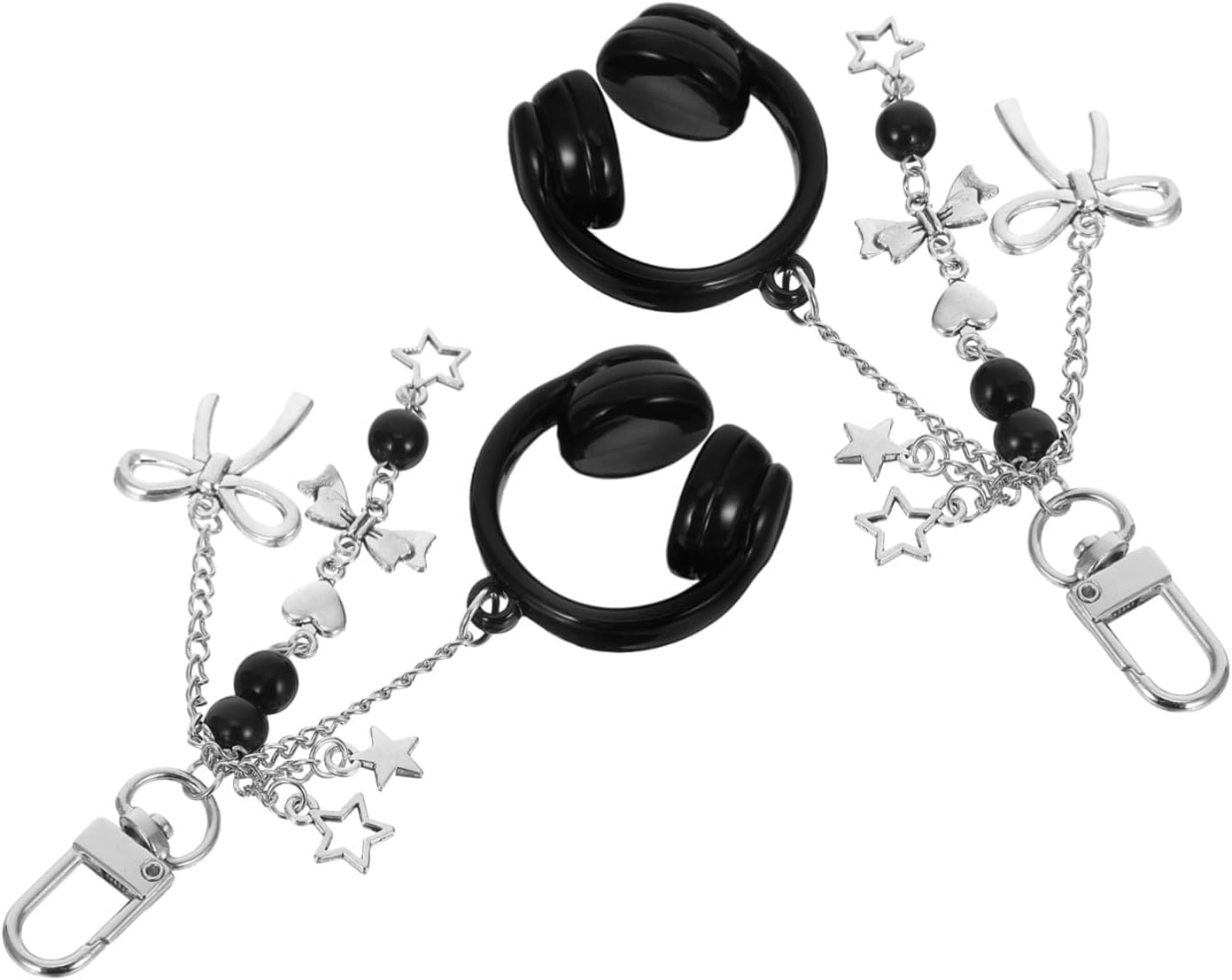 2pcs Metal Headphone Keychain Charm, Alloy Music Pendant for Backpacks