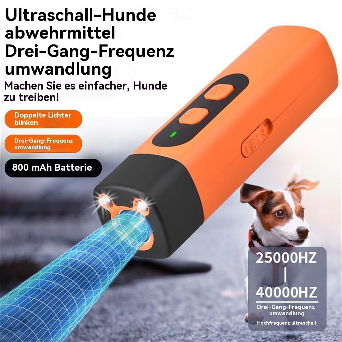 Anti-Bell-Halsbänder Ultraschall-Hundeabwehrgerät mit Taschenlampenfunktion – sanfte, 100% tierfreundliche Verhaltenskorrektur im Garten & unterwegs – robust & wetterfest