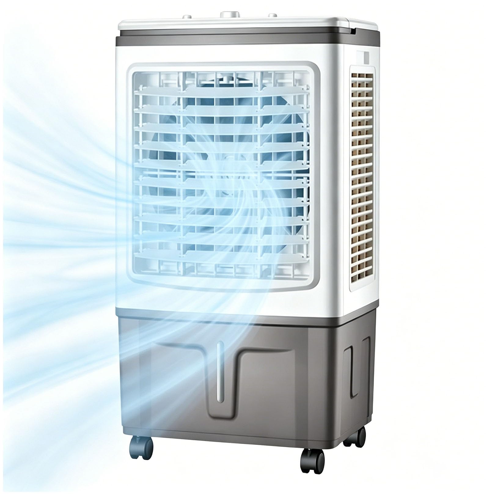 Air Cooler & Fan 3-in-1, 30L Reservoir, 1758 CFM Airflow, 120° Oscillation, 360° Smooth Wheels, 3 Fan Speeds, Ventless, 100W, for Bedroom, Patio & Apartment