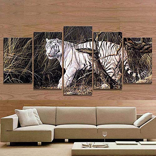 Décoration murale motif tigre blanc pour habiller les grands murs de bureau