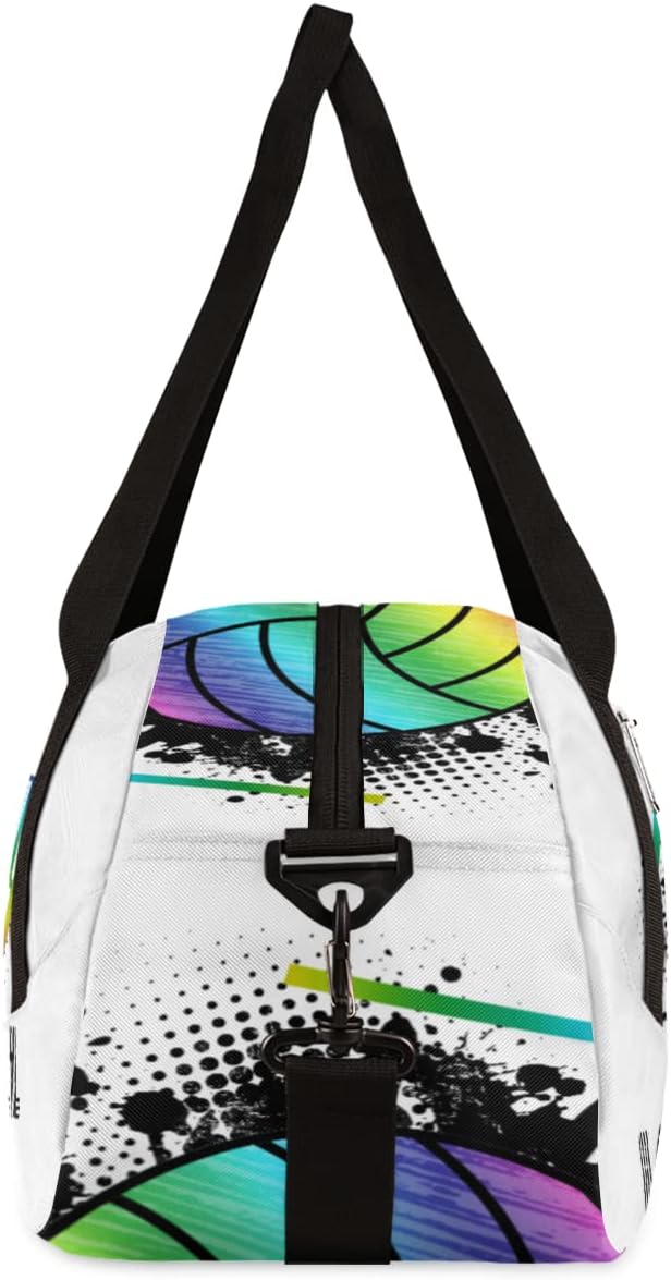 Sport Rainbow Volleyball Kids Duffle Bag for Boys Girls Dance Bag, Sport Gym Bags Overnight Travel Bags Teen Kids Weekender Bag for School Practice Gymnastic Ballet