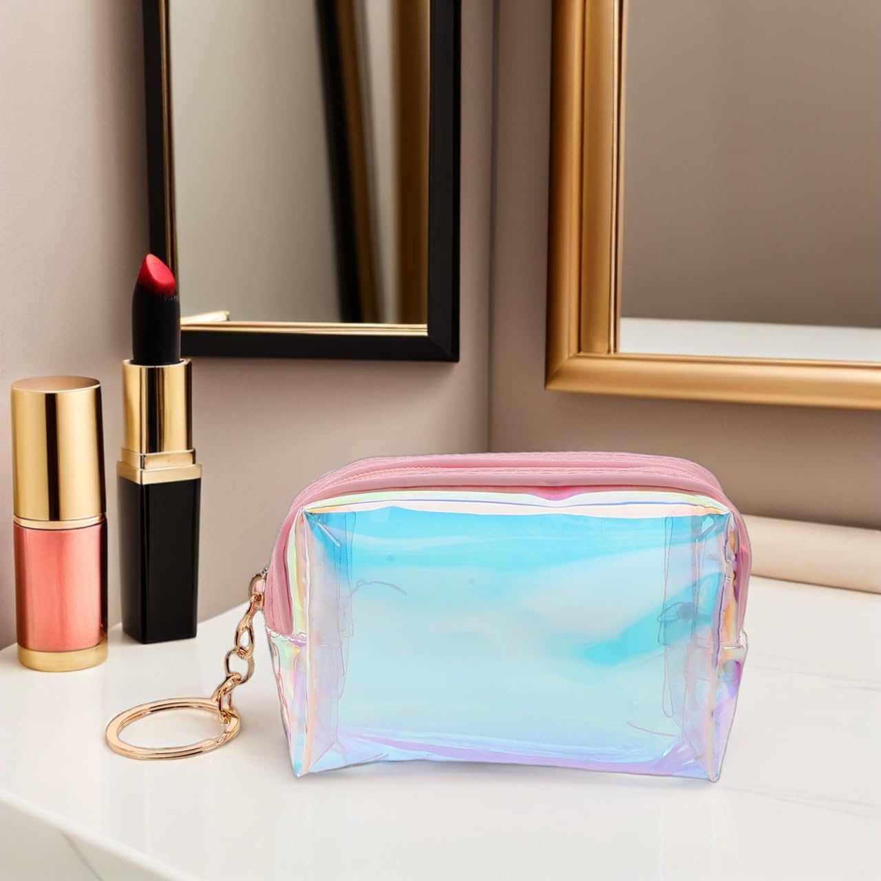 4pcs Coin Purse Keychain Mini Wallet for Teen Girls Iridescent Change Purse Mini Change Pouch with Zipper Card Case for Women Girls - Image 5