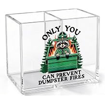Funny Dumpster Fire Desk Accessories Pencil Pen Holder Dumpster Fire Gifts Office Desk Decor for Women Men Manager Coworker Friend Leader Boss Day Gifts Acrylic Pencil Pen Holder Cup