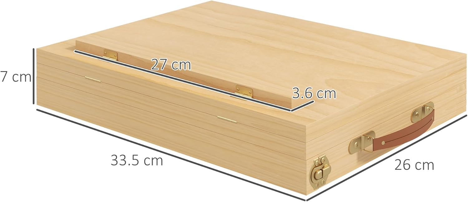Diagram showing the dimensions of the Vinsetto Easel Box when folded, including length, width, and height.