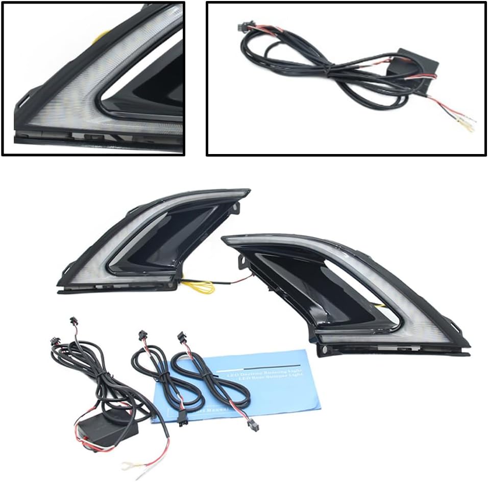 3 Color LED DRL Front Bumper Driving Fog Light White Amber Blue, 2023 Compatible with Honda Accord, Daytime Running Light Lamp with Dynamic Sequential Turn Signal