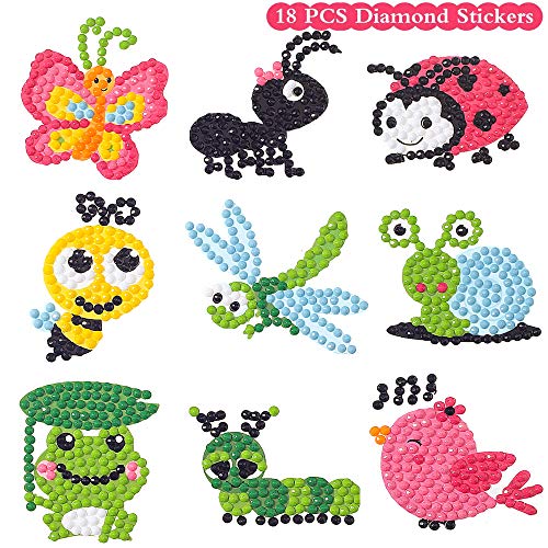Sinceroduct 5D DIY Diamond Painting Craft Kits for Kids, 18 PCS Cartoon Stickers