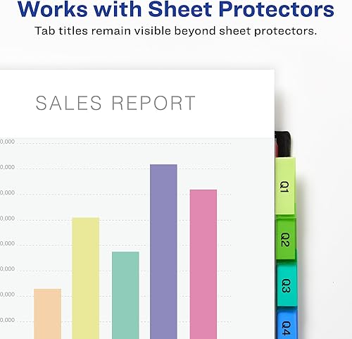 Miniatura 2 de Avery Separadores de carpetas de plástico de 8 pestañas con bolsillos insertables pestañas grandes multicolor 1 juego 11907