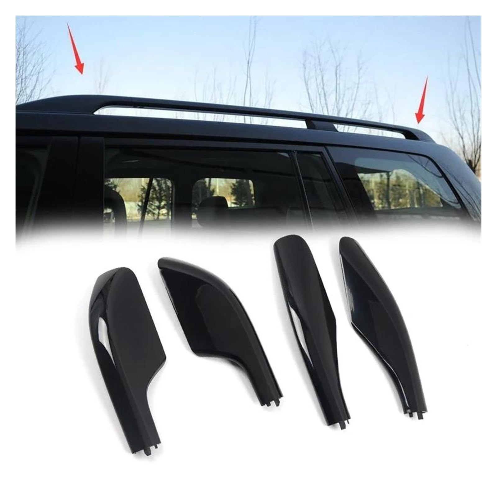 SKINII Cofre Techo Coche 4 Uds. Reemplazo Negro Tapa Cubierta del Extremo Riel Portaequipajes Techo Coche para Toyota para Land para Cruiser para LC100 1998-2007 Porta Equipaje De Automóvil