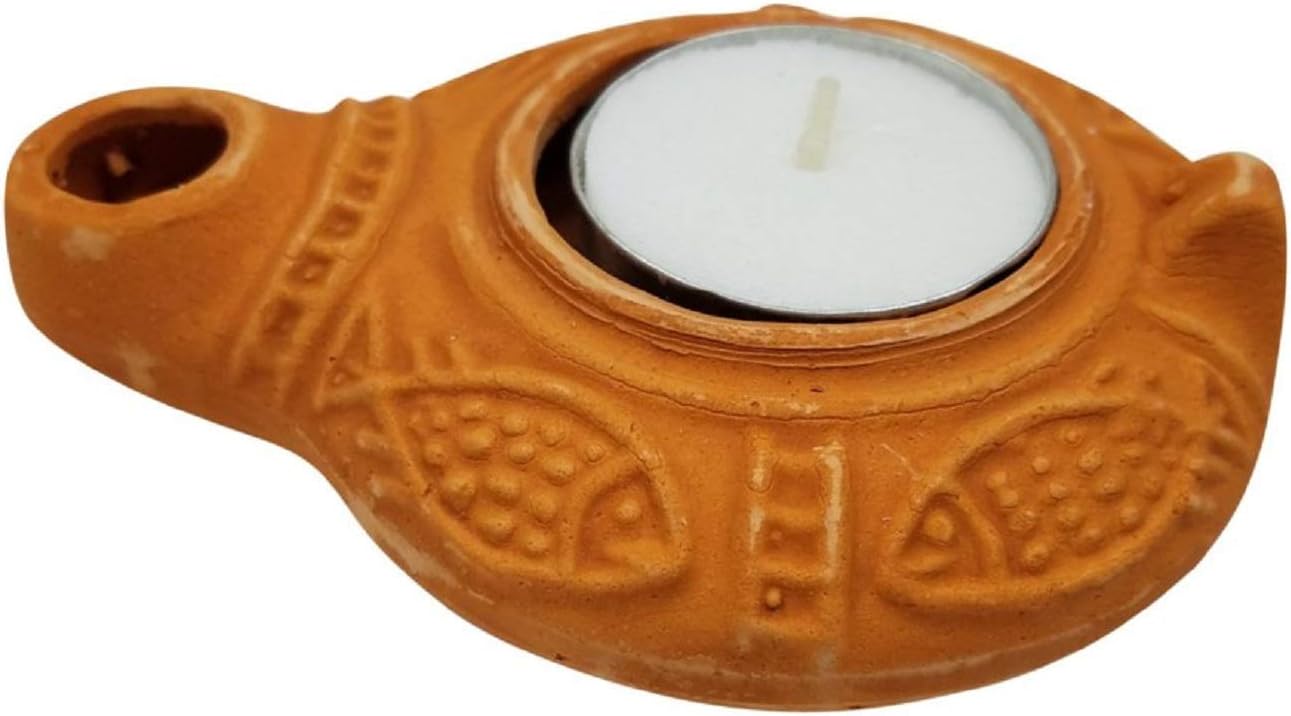 Ancient Jesus Biblical Clay Oil Wick Lamp Replica by Bethlehem Gifts TM
