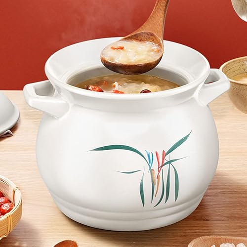 Miniatura 8 de Hemoton Horno de estufa Olla de cerámica para estofado Olla de sopa, cazuela, olla de horno, olla de barro, olla de barro, utensilios de cocina de