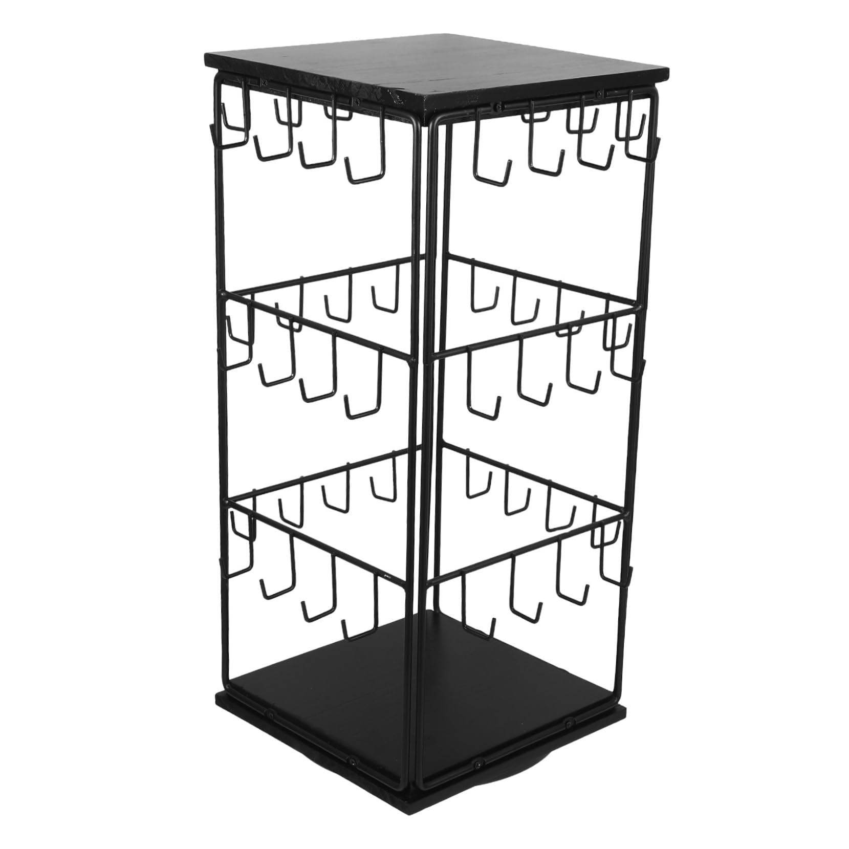 VALICLUD Espositore per Orecchini in Legno Nero 360 Gradi Girevole Design Salvaspazio e Organizer Multifunzionale per Arredamento Casa e Countertop