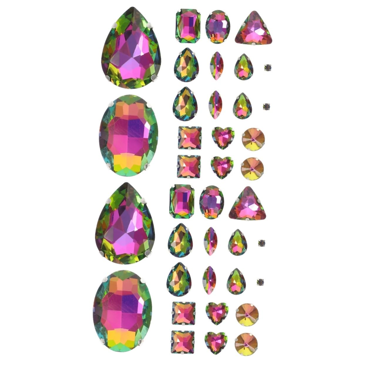 Lurrose 100stücke Rhinestones Für Dekorationen Glitzernde Glassteine Aufnähen Für Kleidung Taschen Und Accessoires Für Hochzeitskleider Und Handarbeiten