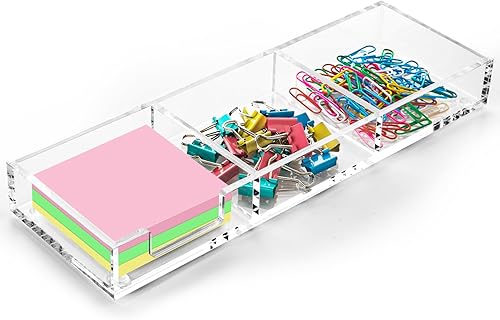 Soporte para notas adhesivas caja de acrílico transparente 3 en 1 organizador de cajones para oficina y hogar, nota para dispensador de 3 x 3 (BQ211)