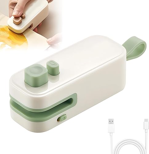 Mini sellador de bolsas con cortador e imán, cortador sellador de bolsas 2 en 1, mini sellador para bolsas de plástico, dispositivo portátil