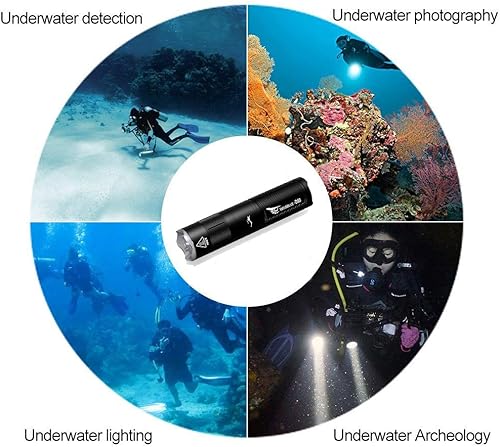 Miniatura 7 de Wbwissblue D80 1800 lúmenes buceo táctico flashligh, 393.7 ft subacuático buceo luces de seguridad, linterna LED recargable paquete de caja de