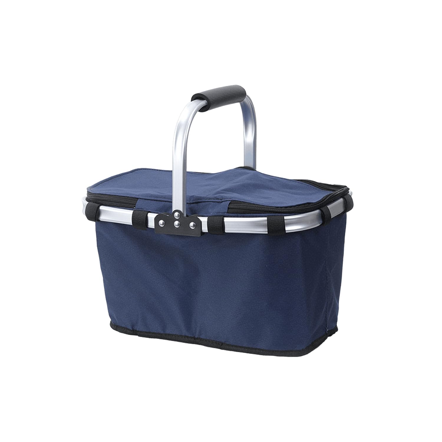 30L Shopping Basket, Thermal Large Picnic Basket with Padded Handles, Practical, Foldable, Insulated Cooler Bag, Shopping Bag with Aluminium Frame, Sturdy Basket, Travel/Picnic/Shopping (D)