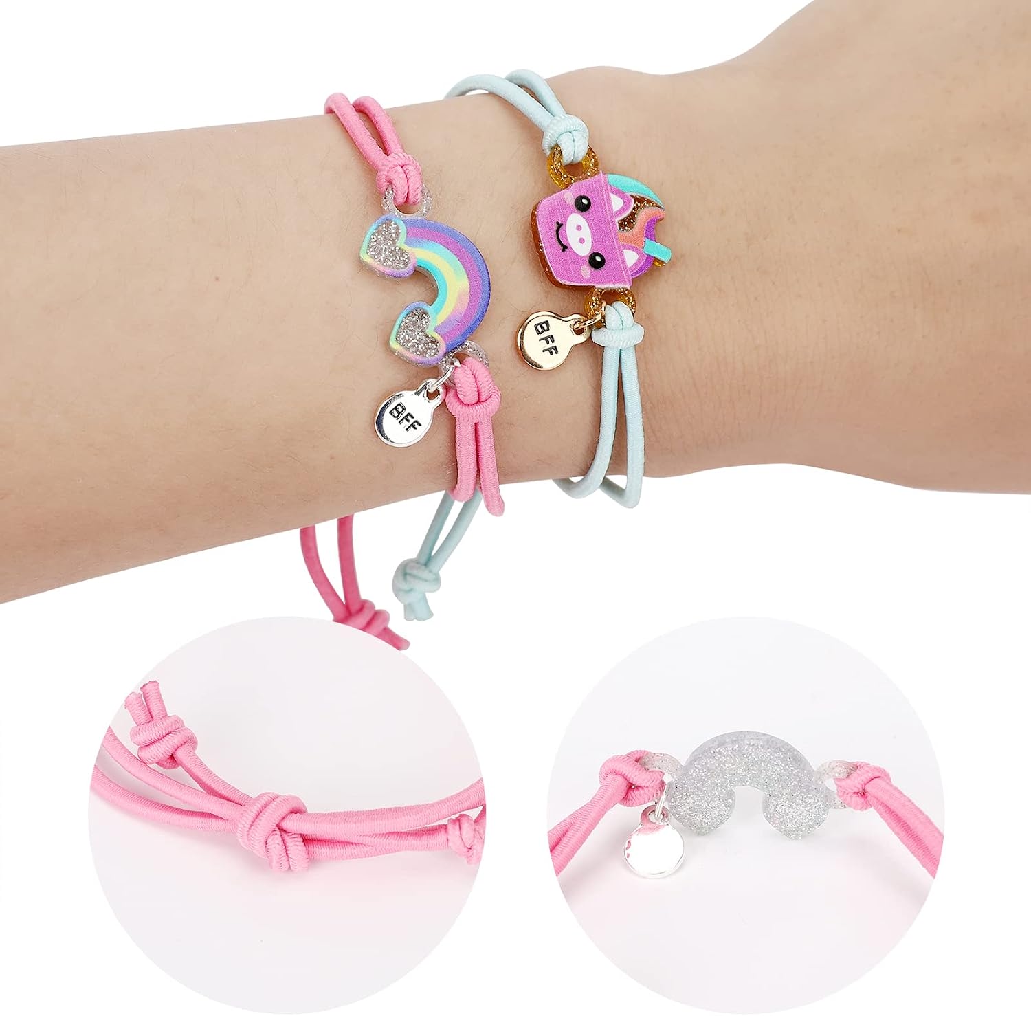 8pcs Kids Butterfly Panda Bracelets - Friendship Bracelet Jewelry - Unicorn Rainbow Pendants - BFF String Wristband - Pretend Play Bracelet - Bulk Bracelet