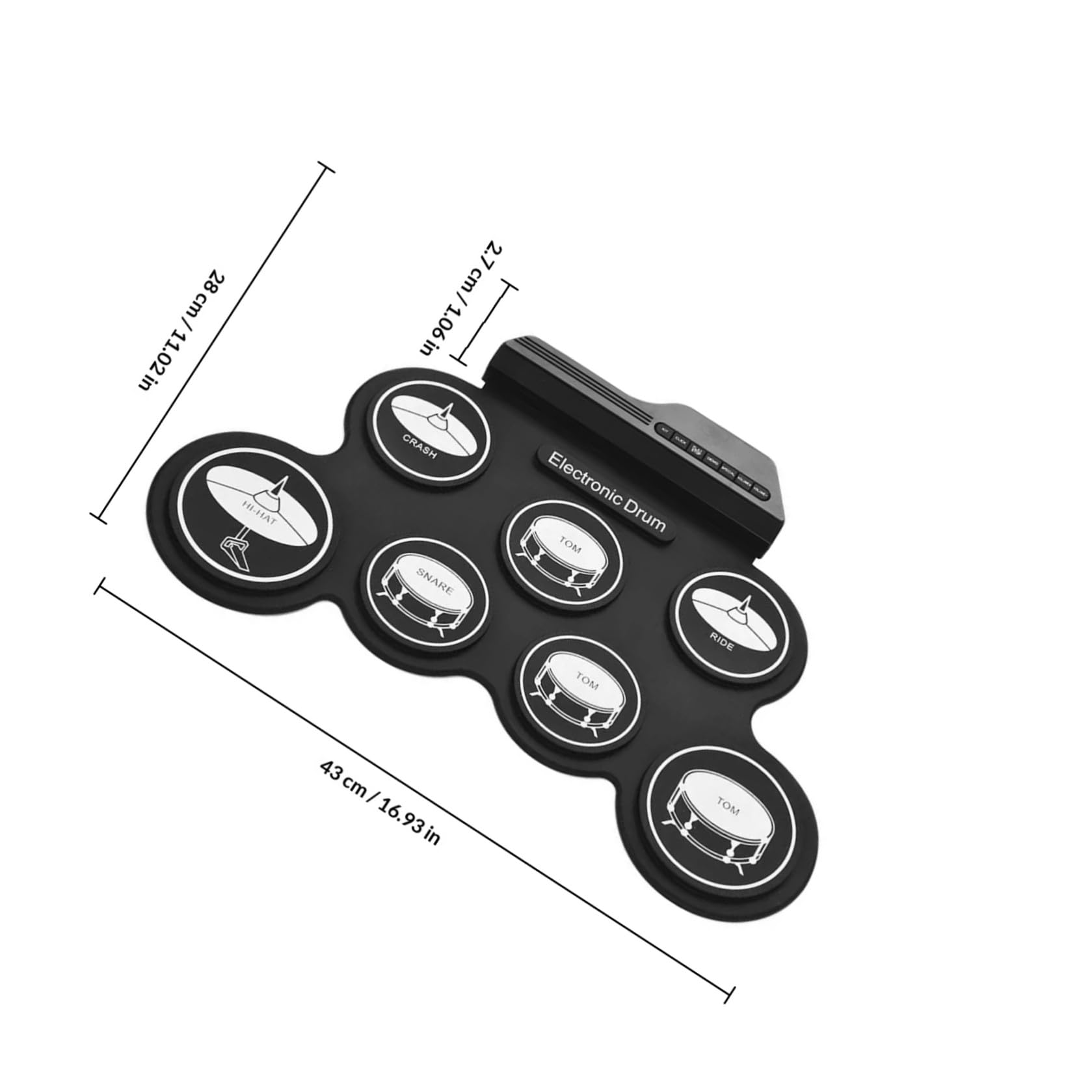 Toddmomy Drum Pads Elettronici Portatili in Silicone e Abs, Kit Batteria Digitale Usb, Adatto per Allenamento e Studio a Casa