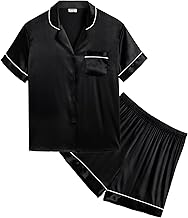 SWOMOG Girls Boys Silk Satin Pyjamas Set Button-Down PJs Two-Piece Lounge Sets Short Sleeve Sleepwear with Long Pants