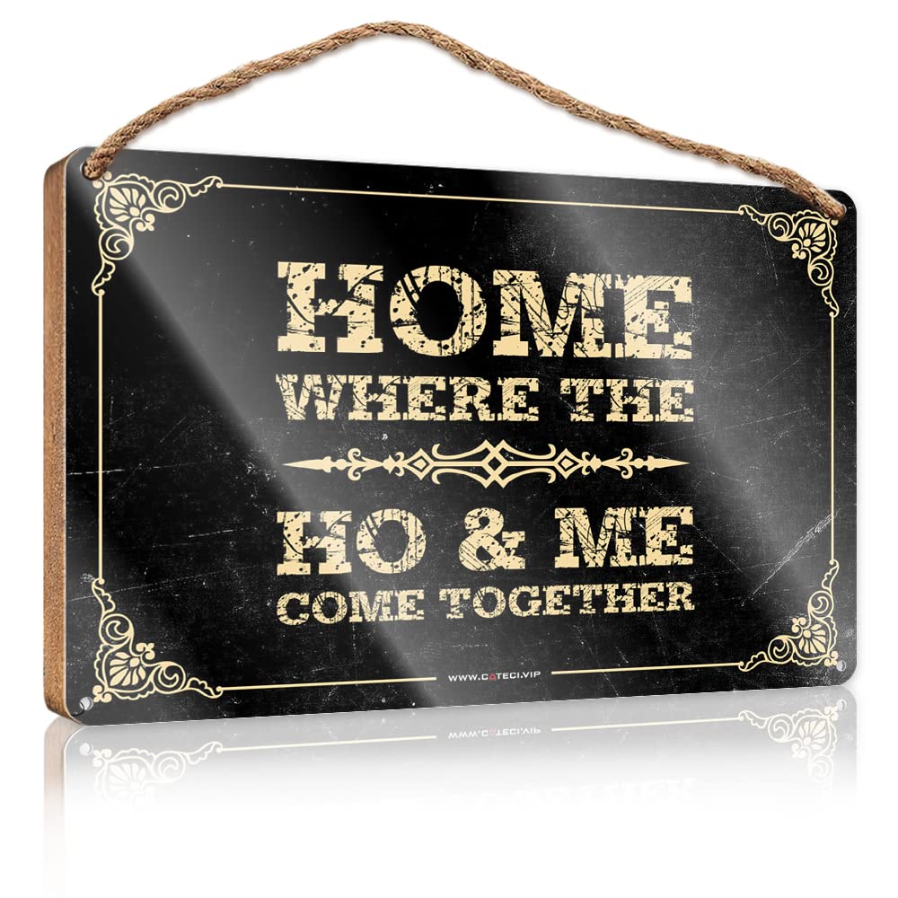 Frintoxa One Color Spring Signs For Home Decor Home Where The Ho & Me Come Together Wooden Sign(15X28cm)